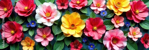 Wallpaper Mural Artificial flower wall with a mix of bright colors and elegant designs, vintage decor, bright colors Torontodigital.ca