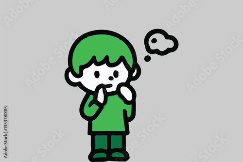 Thinking Child: Thought Bubble, Contemplation and Imagination, Idea Generation Concept. 