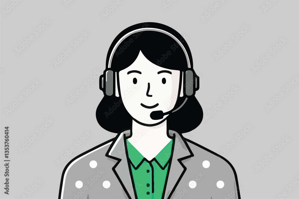 Customer Support Agent: Headset and Smile, Communication and Assistance Concept. 