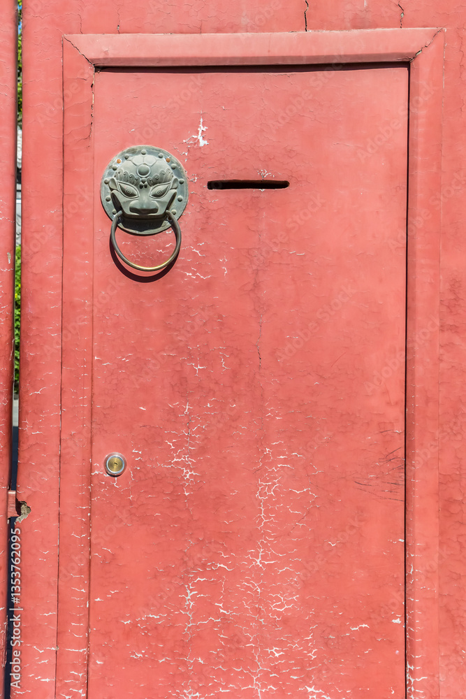 Colorful door of a house in the hutongs of Beijing, China