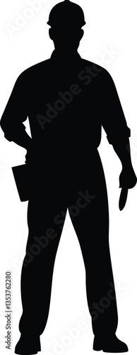 Wallpaper Mural Male Bricklayer Silhouette white background Torontodigital.ca