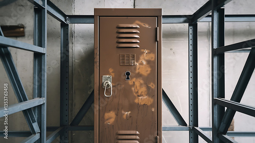 Industrial locker in a steel framework