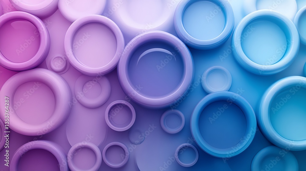 Abstract Purple and Blue 3D Circles: A Serene Gradient Design Abstract Purple and Blue 3D Circles: A Serene Gradient Design