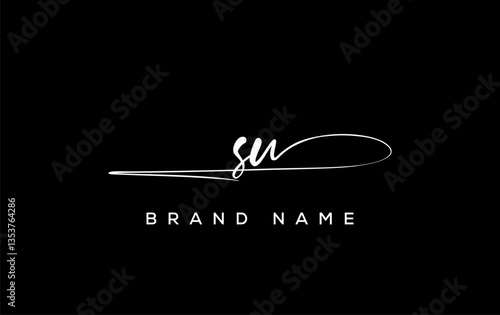 SU letter beauty handwriting vector logo.