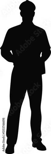 Male bricklayer silhouette bundles wearing construction uniforms vector. Male Mason silhouette collection with different poses. Man construction worker silhouette set standing in different poses