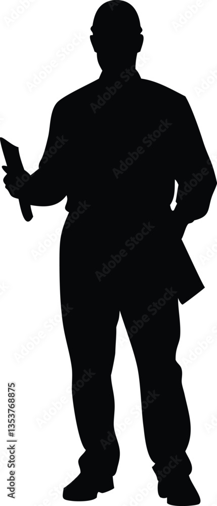 construction worker with helmet silhouette construction worker with helmet silhouette