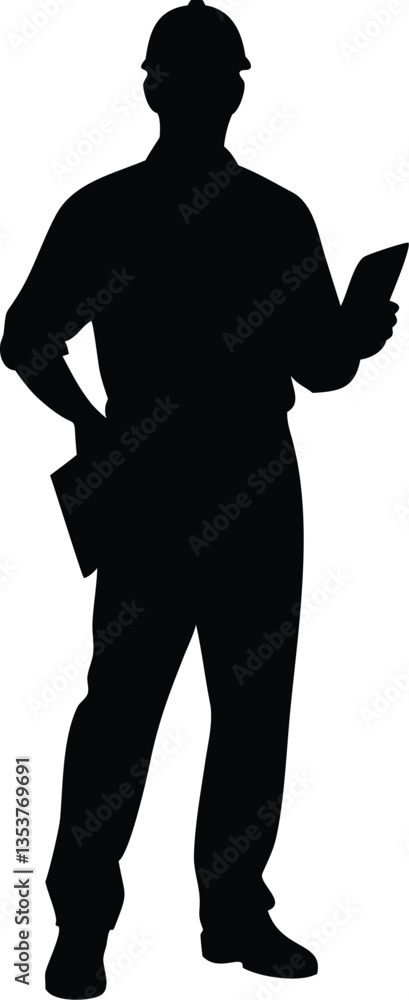 construction worker with helmet silhouette
