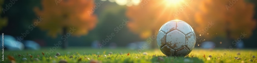 Fototapeta premium Ball flying through air with blurred background, dynamic movement , competition