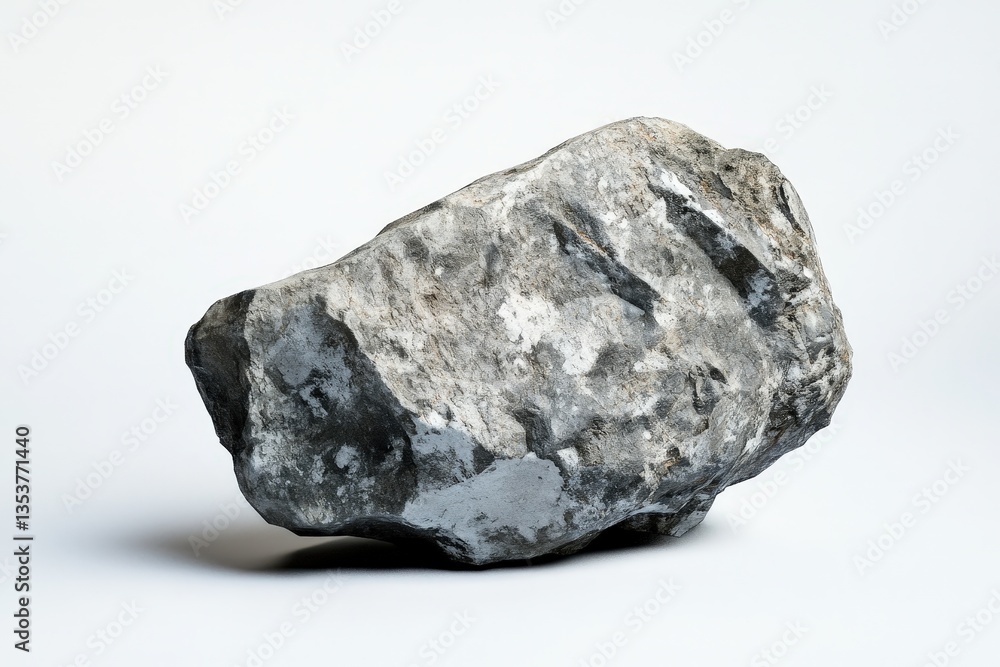 Obraz premium A single weathered rock isolated against a bright white background