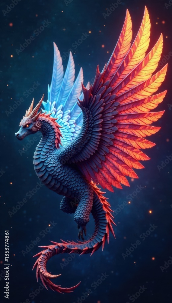 Fototapeta premium Beautiful wing patterns for fantasy and mythological designs , mythological, intricate