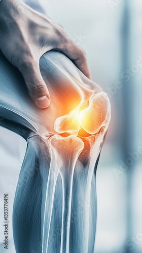 Hand Holding Painful Knee X-Ray.