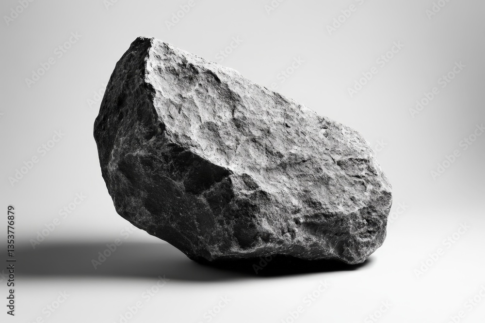Fototapeta premium A large gray rock is isolated against a white background