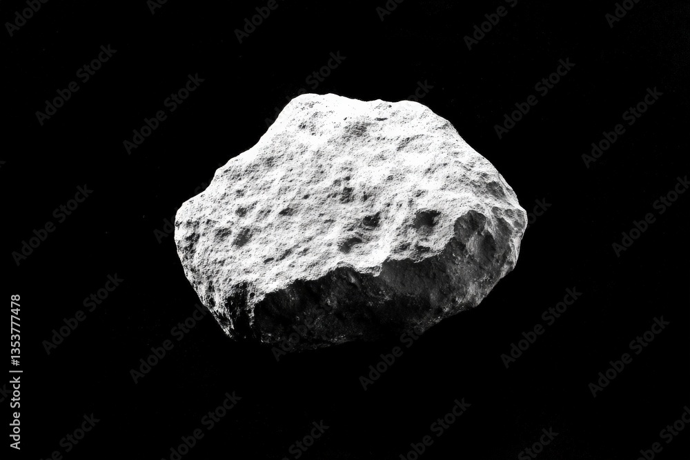 An isolated celestial body of irregular shape against a black background An isolated celestial body of irregular shape against a black background