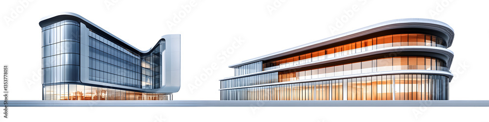 Fototapeta premium Architectural element of m modern building isolated on transparent background,