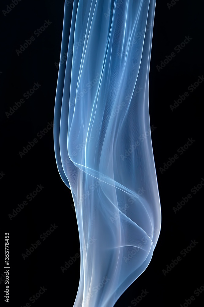 Fototapeta premium Delicate wisps of blue smoke ascending on a dark background