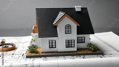 White House Model on Architectural Blueprint