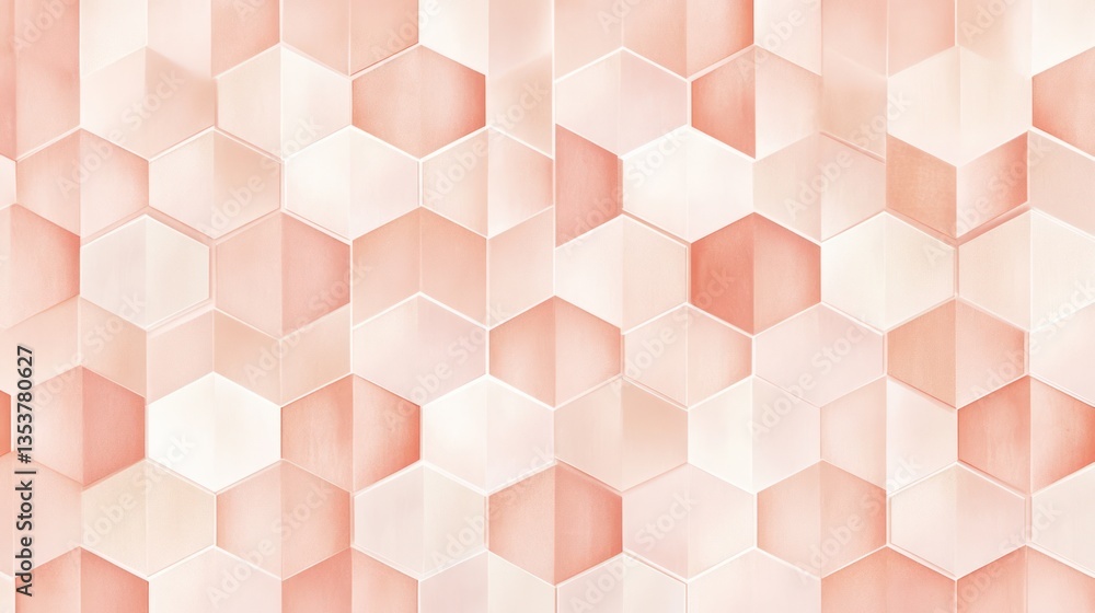 Abstract geometric pattern of soft pink and white hexagons. Possible use Background for design projects