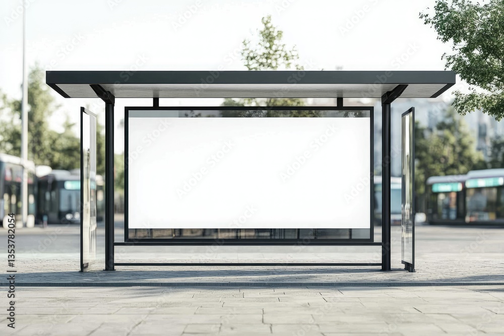 Vibrant Color Visual of Bus Stop Bus Shelter Mockup with White Background Vibrant Color Visual of Bus Stop Bus Shelter Mockup with White Background
