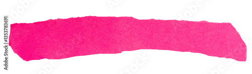 Isolated torn pink stripe of matte paper on white background	