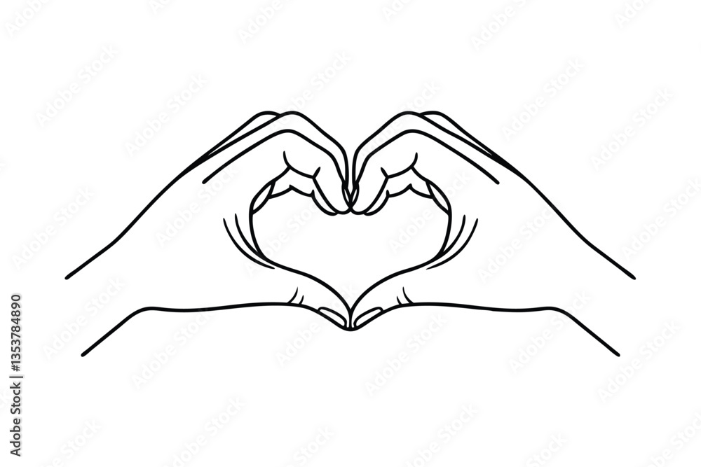 Fototapeta premium Two hands forming a heart shape, love gesture, romantic symbol