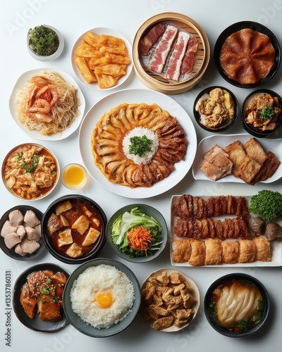 Wallpaper Mural A vibrant spread of various Asian dishes arranged on a table, showcasing culinary diversity Torontodigital.ca