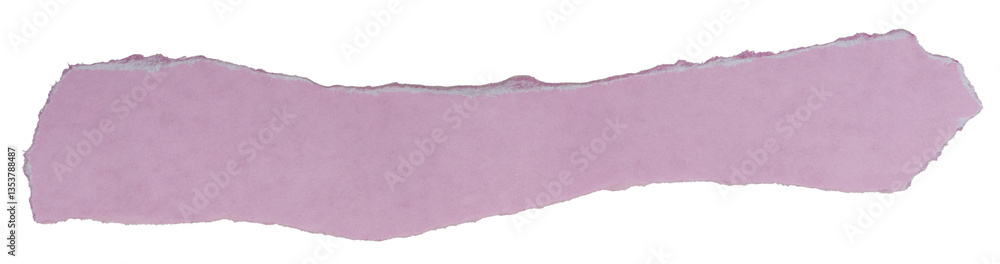 Isolated torn violet stripe of matte paper with copy space on white background Isolated torn violet stripe of matte paper with copy space on white background