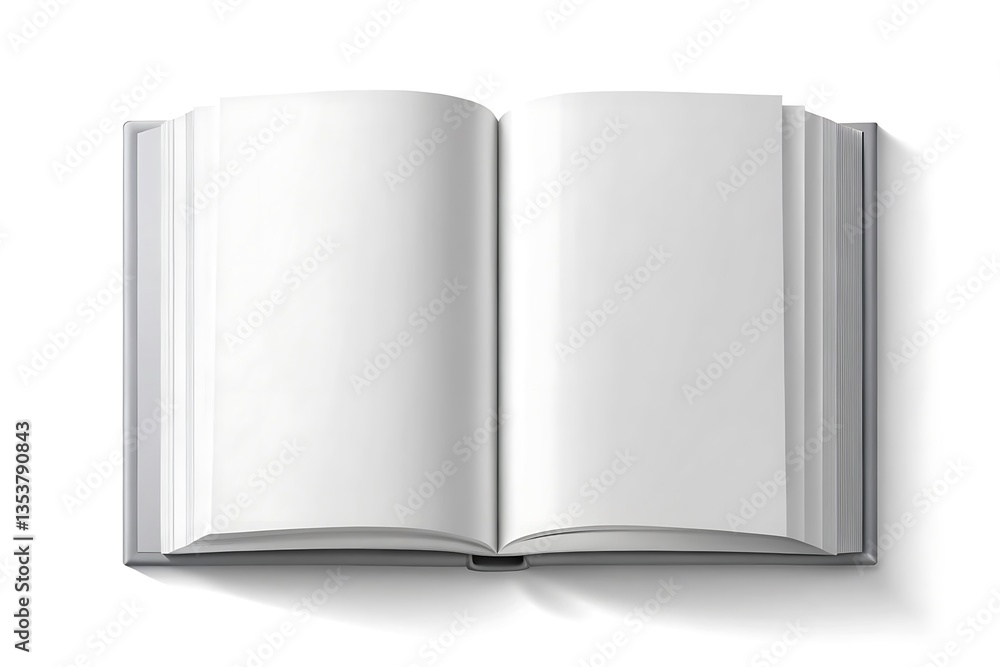 Book is open to a page with no writing on it, design, mockup Book is open to a page with no writing on it, design, mockup