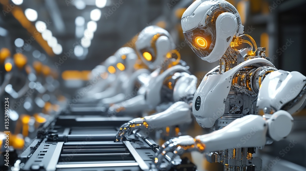 Fototapeta premium A robotic assembly line using human-inspired bionic technology.