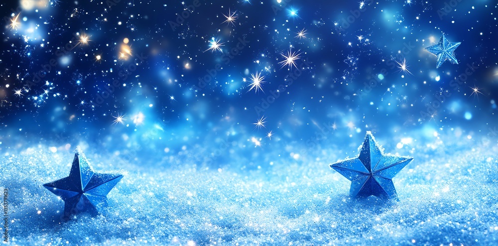 Obraz premium Celestial Blue Stars: A Sparkling Winter Wonderland Scene