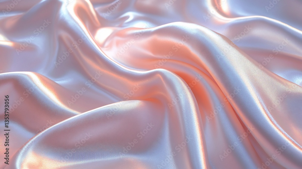 Fototapeta premium Elegant and soft waves of shimmering fabric, a pastel dreamlike background