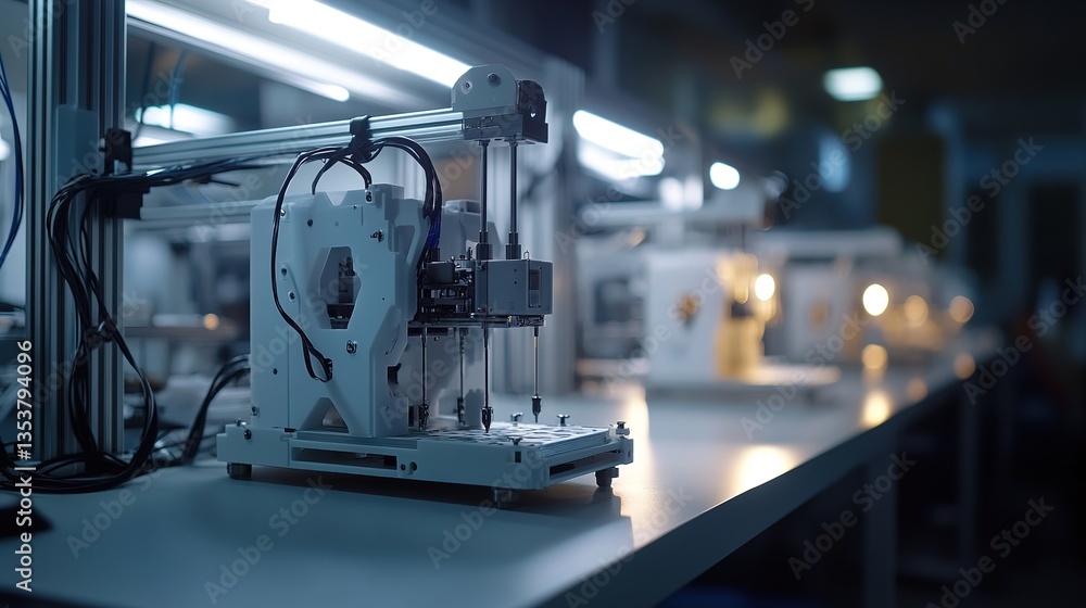 Fototapeta premium A space-based 3D printing lab producing components for interstellar missions.