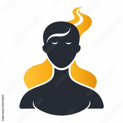 Silhouette of a Person Exhaling Deeply Vector Art Illustration