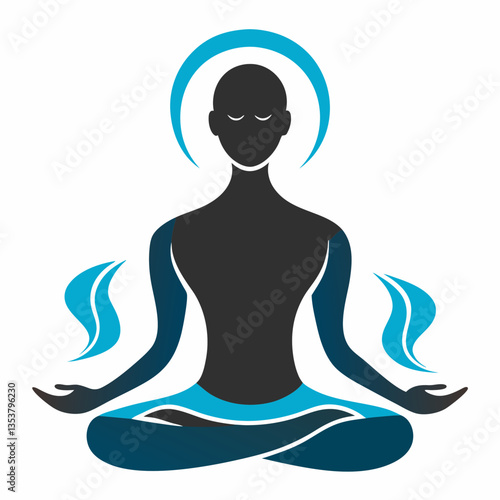 Silhouette of a Person Exhaling Deeply Vector Art Illustration