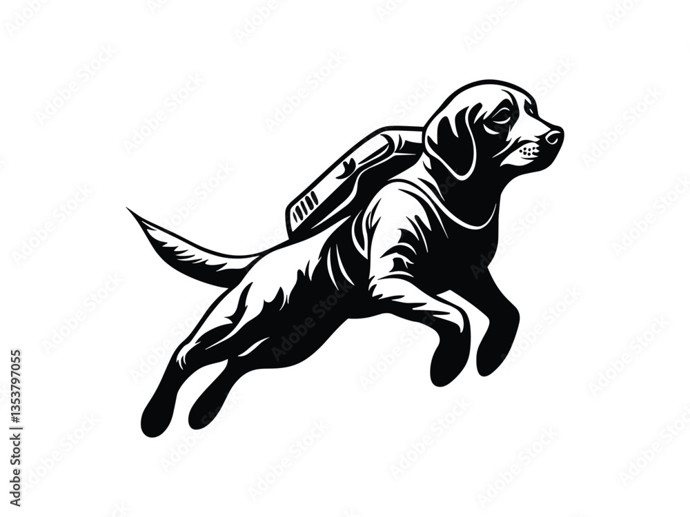 Fototapeta premium Astronaut Labrador Vector Illustration: Space Dog Concept