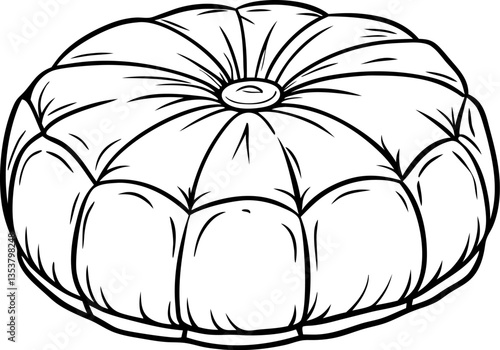 Round cushion outline detailed pattern and texture, soft, classic, home decor