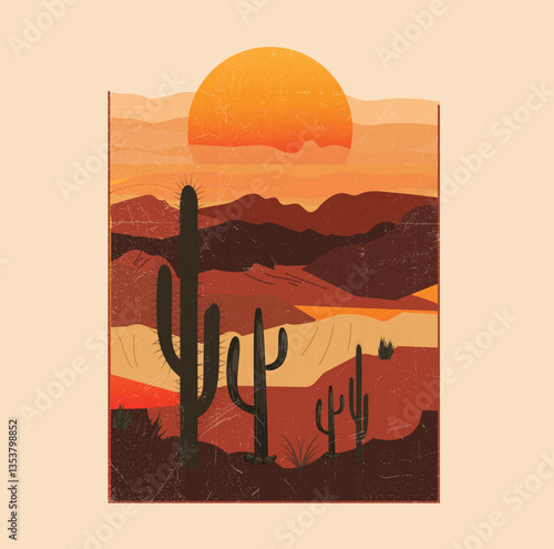  Arizona desert vibes graphic print for fashion and others. Wanderlust desert dreaming artwork. Use this print for T-shirts, Sweatshirts, and posters.