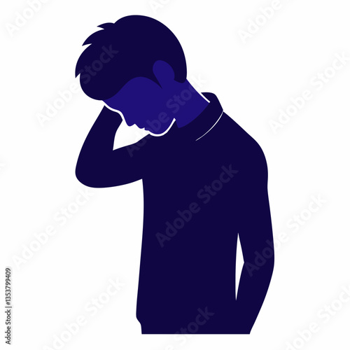 Silhouette of a Person Looking Away - Mysterious Face Turned Away Vector Art
