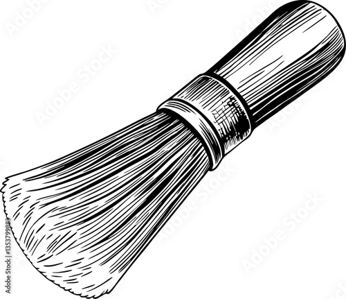 Artistic shaving brush illustration on white background