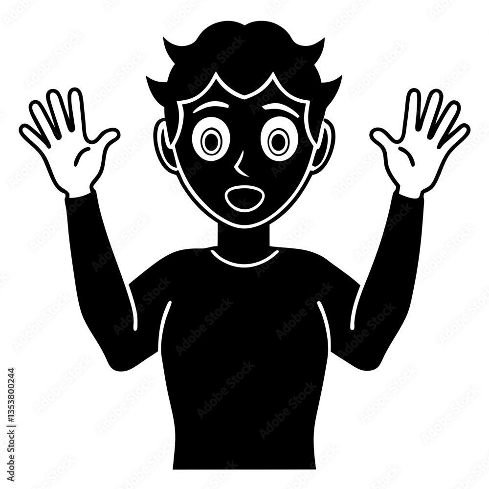 Wide-Eyed Person Silhouette Vector Illustration Wide-Eyed Person Silhouette Vector Illustration