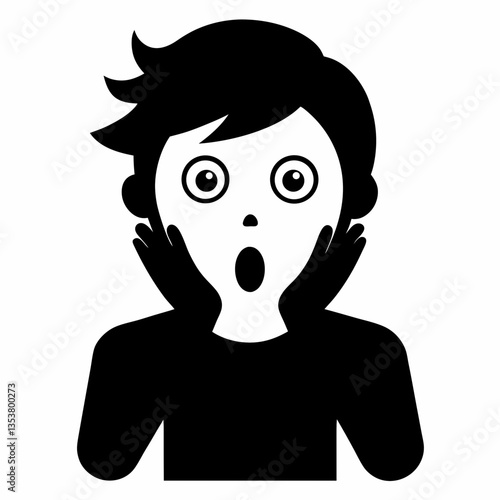 Silhouette of a person with wide eyes and open mouth