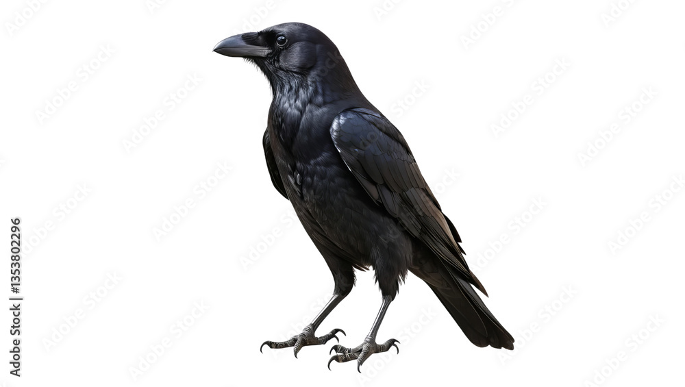 Obraz premium Detailed Portrait of a Majestic Black Bird with Shiny Feathers