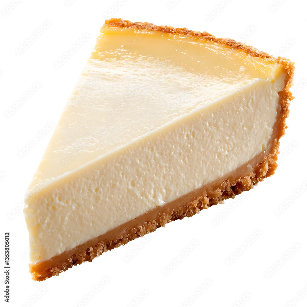 Photograph of a Delectable Vanilla Cheesecake Slice on a Plain White Transparent Background Photograph of a Delectable Vanilla Cheesecake Slice on a Plain White Transparent Background