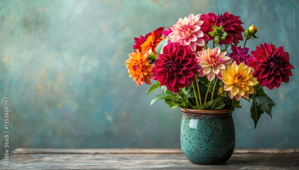 A Colorful Arrangement Of Flowers In An Artistic Vase A Colorful Arrangement Of Flowers In An Artistic Vase