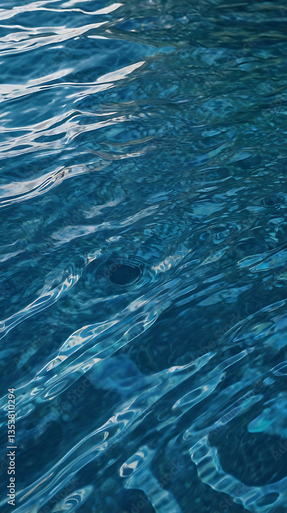 Obraz premium Tranquil Blue Water Reflection with Sunlit Ripples and Vibrant Aquatic Texture: Nature's Beauty in Motion