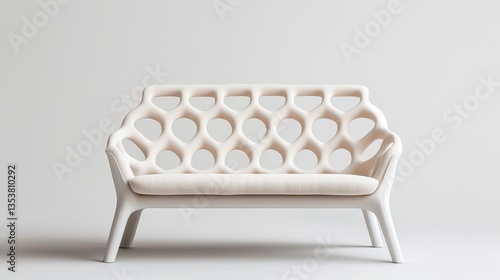 Wallpaper Mural Modern white sofa with unique cutout design and textured upholstery. Torontodigital.ca