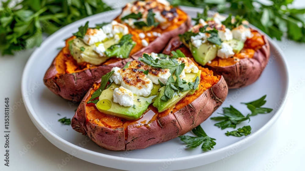 custom made wallpaper toronto digitalDeliciously Baked Sweet Potatoes Garnished with Avocados and Feolite