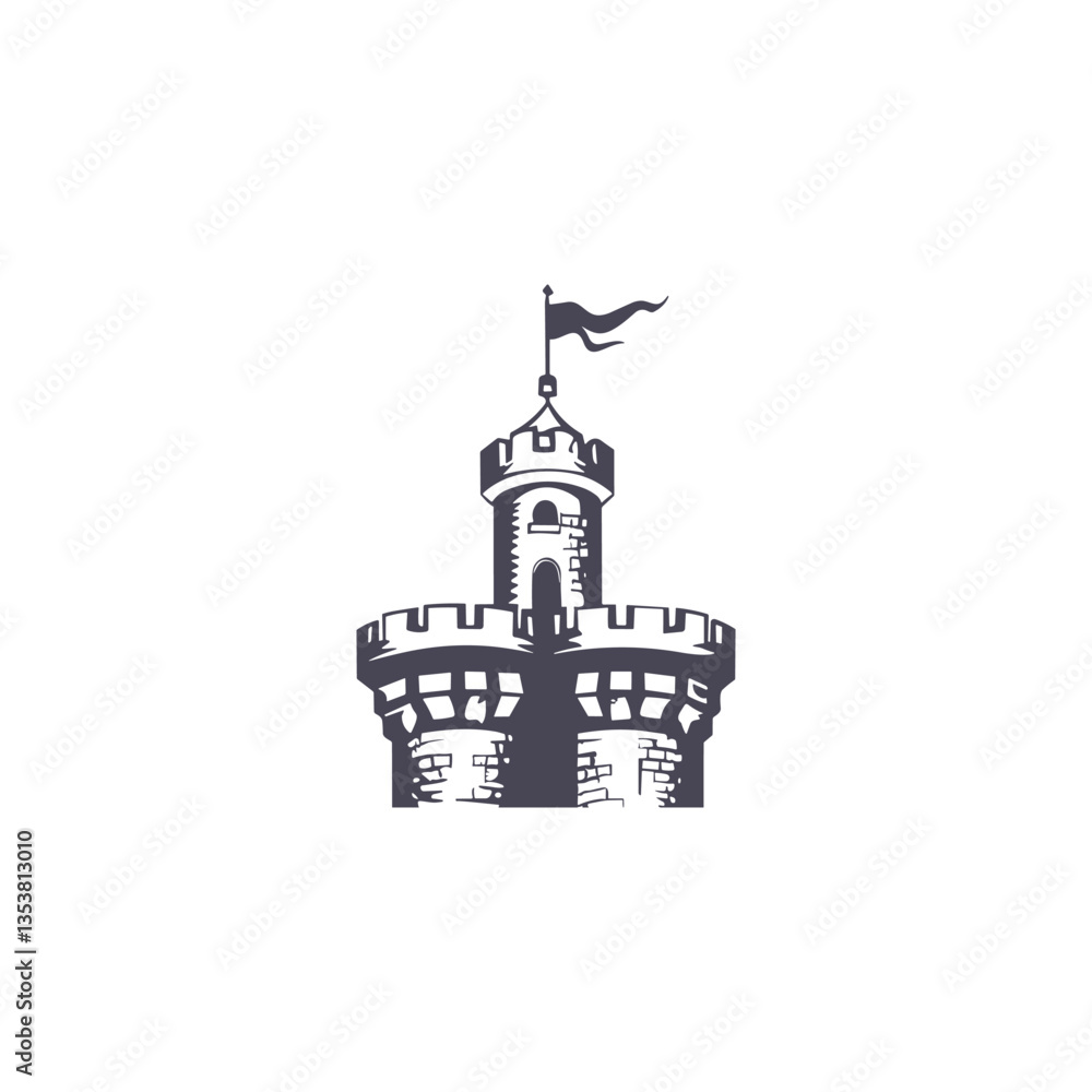 Fototapeta premium Castle logo vector icon illustration style