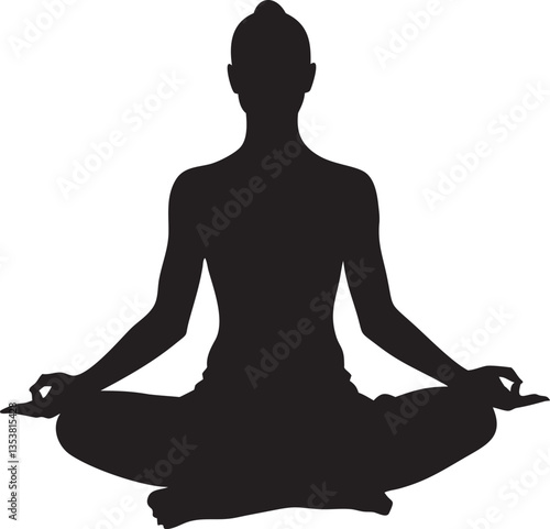 Serene Silhouette: A woman is in a meditative posture, poised in a moment of deep internal peace and spiritual exploration.