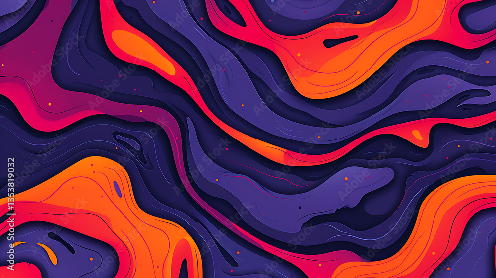 Obraz premium Abstract Flowing Shapes in Dynamic Purple Orange and Red Tones for Modern Artistic Presentation