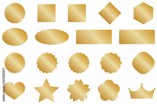 金シールの素材イラストセット